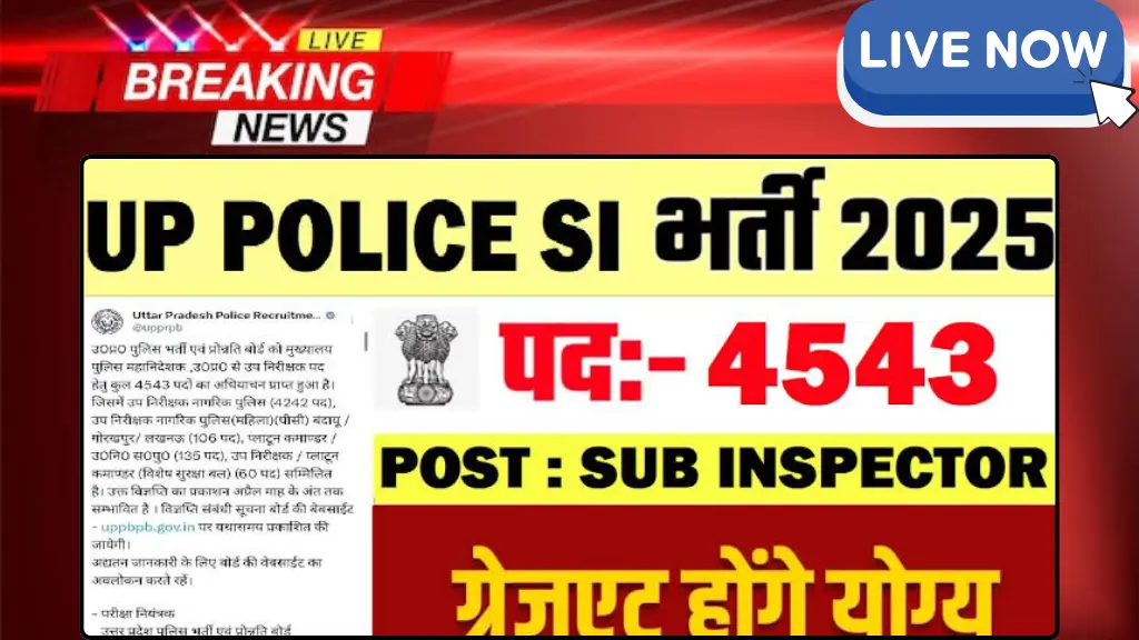 UP Police SI Recruitment 2025: उत्तर प्रदेश पुलिस सब इंस्पेक्टर भर्ती 2025
